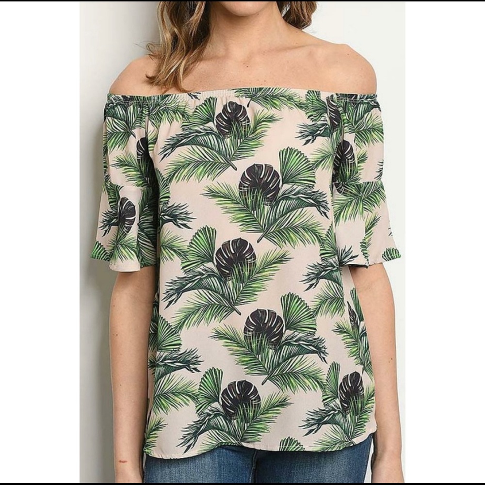 Top, Tropical Leaf🍃Print, Off the shoulder, Brand New!